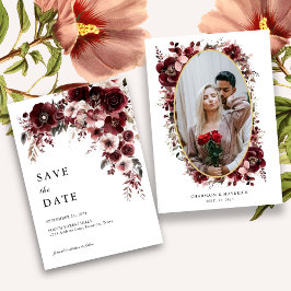 Elegante Burgundy Rote Rose Floral Wedding Save The Date