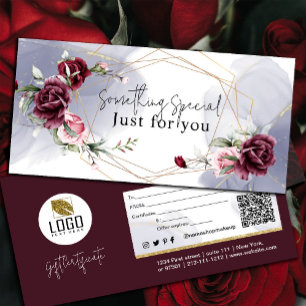 Elegante Burgundy Rote Rosen Watercolor Geschenkka Dankeskarte