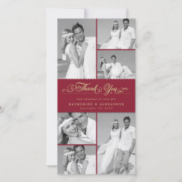 Elegante Burgundy Scallop Band 6 Foto Chic Wedding Dankeskarte