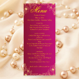 Elegante Burgundy und Gold Floral Wedding Menu Car Menükarte
