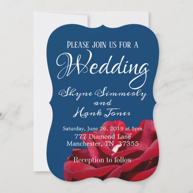 Elegante Burgundy und Navy Blue Winter Wedding Einladung (Vorderseite)