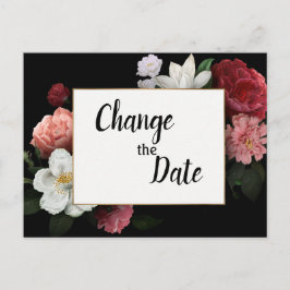 Elegante Burgundy- und Rosa-Blume ändern das Datum Postkarte