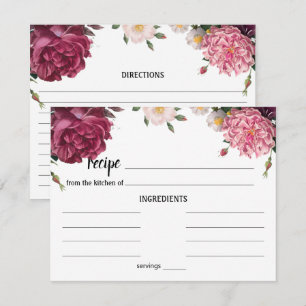Elegante Burgundy und rosa Rezept Karte
