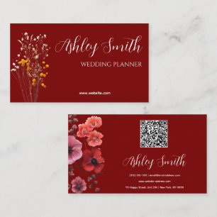 Elegante Burgundy Wedding Planner Blume Visitenkarte