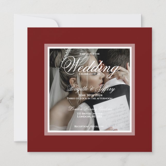 Elegante burgundy Wedding Save the Date Einladung (Vorderseite)