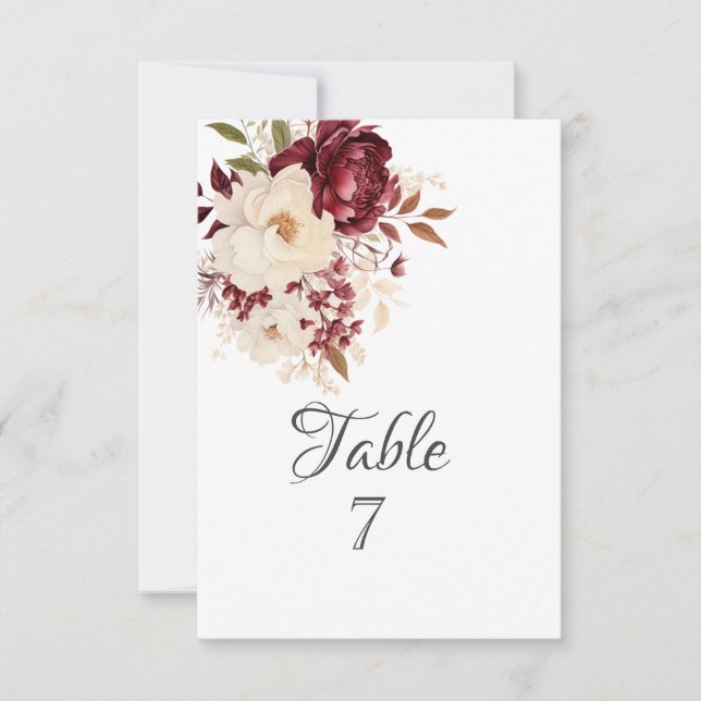 Elegante Burgundy White Blume Einladung (Vorderseite)