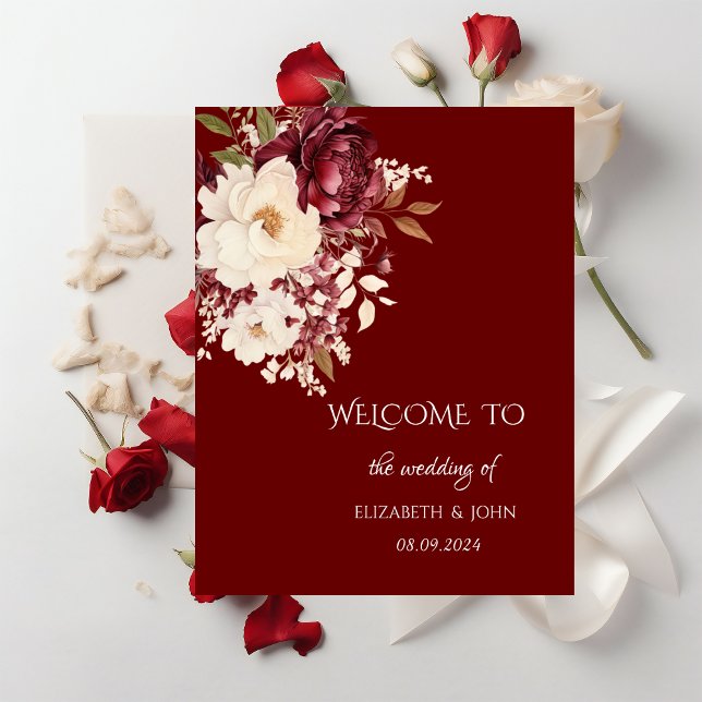 Elegante Burgundy White Blume Poster (Von Creator hochgeladen)