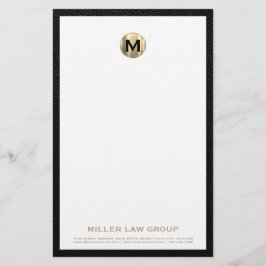 Elegante Bushed Gold Monogram Stationery Briefpapier