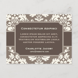 Elegante Business Advertising Damask Postkarte