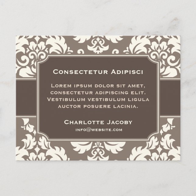 Elegante Business Advertising Damask Postkarte (Vorderseite)
