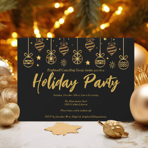 Elegante Business Holiday Party Custom Black Gold Einladung