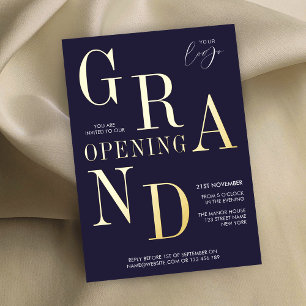 Elegante Business Launch Corporate Logo Navy & Gol Folieneinladung