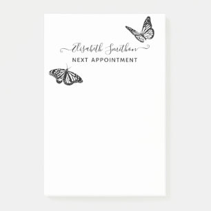 Elegante Butterflies Aesthetiker-Terminierungskart Post-it Klebezettel