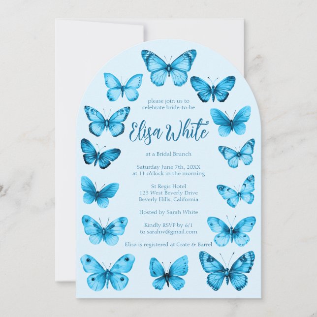 Elegante Butterflies Brautparty CUSTOM Arch Einladung (Vorderseite)