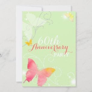 Elegante Butterfly 60. Hochzeitstagfeier Einladung