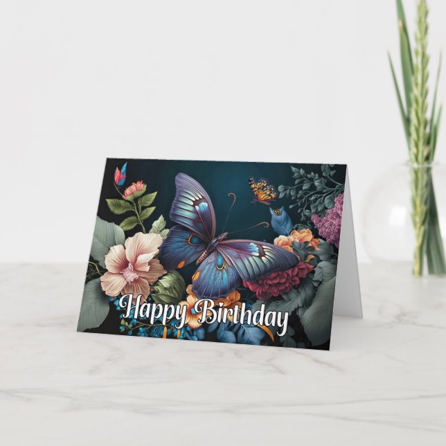 Elegante Butterfly Art Happy Birthday Karte (Vorderseite)