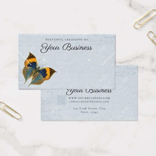 Elegante Butterfly Blue Jewelry Display Card (Büro)