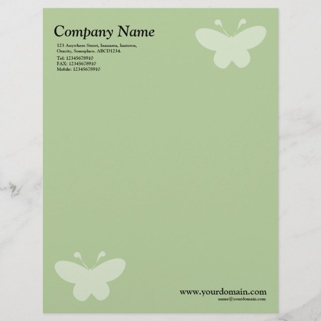 Elegante Butterfly - Green Briefkopf (Vorderseite)