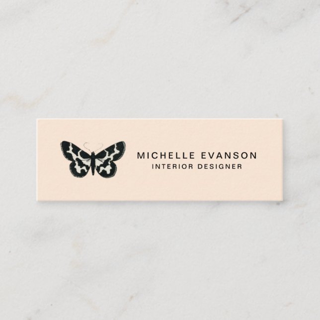 Elegante Butterfly Logo Beruflich Peach Tan Mini Visitenkarte (Vorderseite)