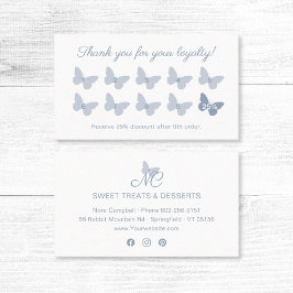 Elegante Butterfly Monogram Dusty Blue Reward Treuekarte
