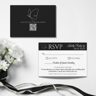 Elegante Butterfly Response Card | QR-Code RSVP Karte