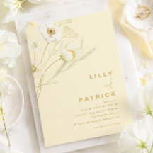 Elegante Buttergelbe botanische moderne Hochzeit