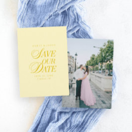 Elegante Buttergelbe Save-the-Date-Karte im klassi Save The Date