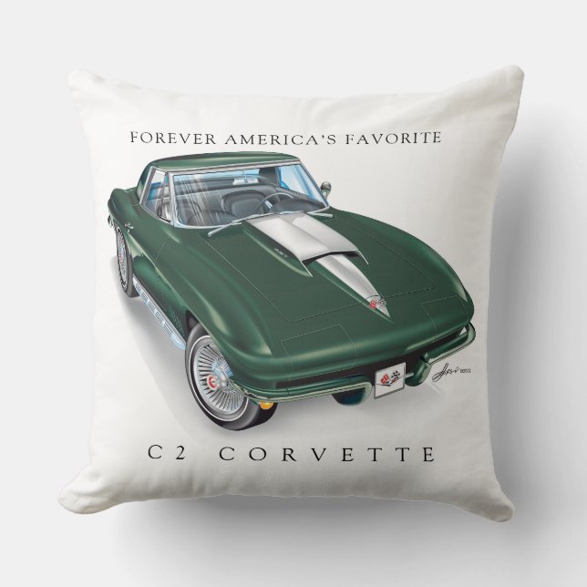 ELEGANTE C-2-VETTE-ILLUSTRATION KISSEN (Vorderseite)