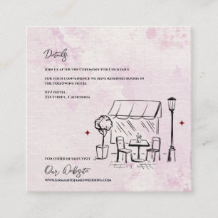 Elegante Café-Skizzenillustration Hochzeitsdetails Begleitkarte