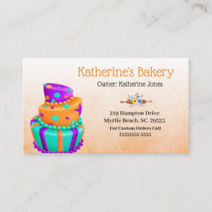 Elegante Cake Bakery Business Cards Visitenkarte