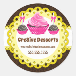 Elegante Cake Pops Cupcake Bäckerei Packaging Sieg Runder Aufkleber