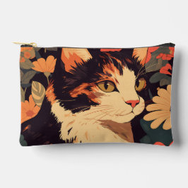 Elegante Calico Katze im Blumengarten Klein Zubehörtasche