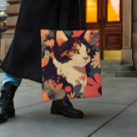 Elegante Calico Katze im Blumengarten