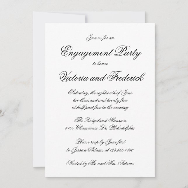 Elegante Calligrafy Formal Engagement Party Einladung (Vorderseite)