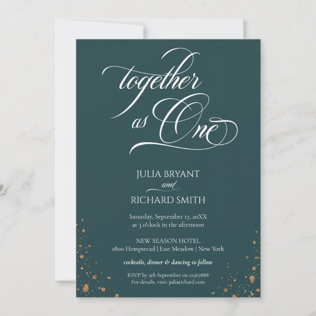 Elegante Calligrafy Gold Confetti Minimalistisch Einladung (Vorderseite)