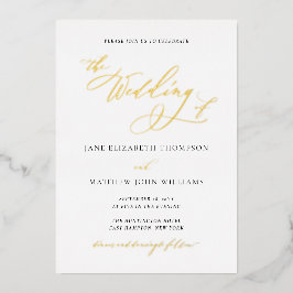 Elegante Calligrafy Gold Foil Einladung zur Hochze