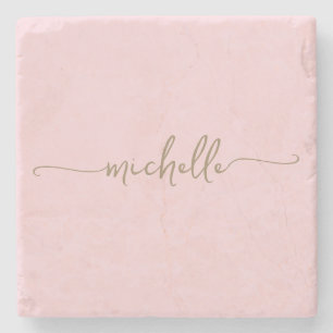 Elegante Calligrafy Gold Script Monogram Name Steinuntersetzer