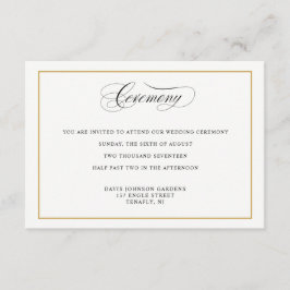 Elegante Calligrafy Gold Zeremonie Anleitungen Begleitkarte