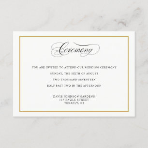 Elegante Calligrafy Gold Zeremonie Anleitungen Begleitkarte