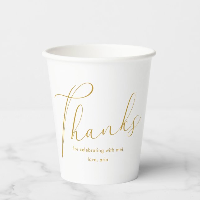 Elegante Calligrafy Graduation Party Danke Pappbecher (Vorderseite)