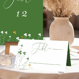 Elegante Calligrafy Kleeblatt Wildblume Hochzeit Platzkarte