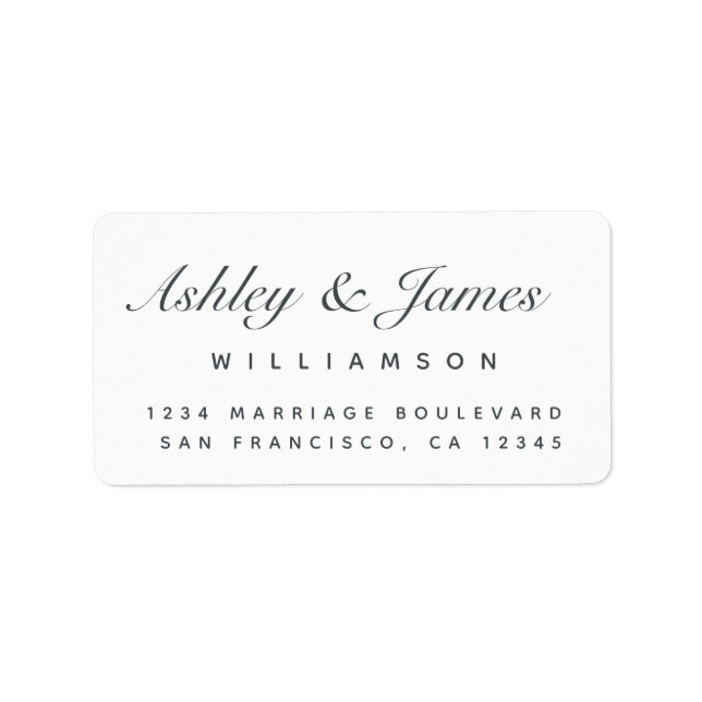 Elegante Calligrafy Names Off-Black Rücksendeadres Adressaufkleber (Vorne)