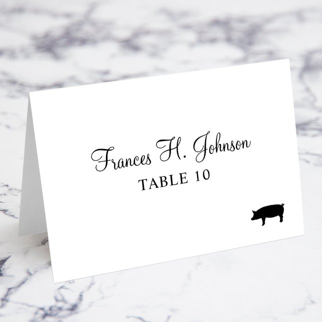 Elegante Calligrafy Pork Platzkarten Tischnummer (Elegant Calligraphy Pork Meal Choice Place Cards)