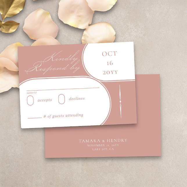 Elegante Calligrafy Rose Gold Wedding RSVP Karte (Modern elegant wedding rsvp in rose gold from my Wedding Colors collection)