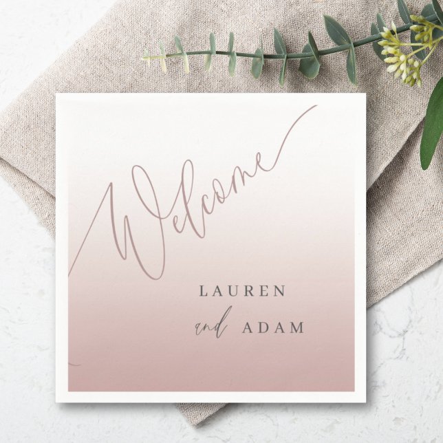 Elegante Calligrafy Rose Gold Wedding Sign Serviette (Von Creator hochgeladen)