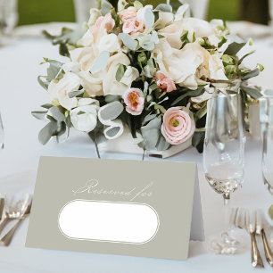 Elegante Calligrafy Sage Green Wedding vorbehalten Platzkarte