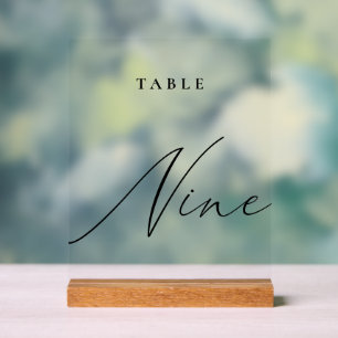Elegante Calligrafy Tischnummer Nine Acrylschild