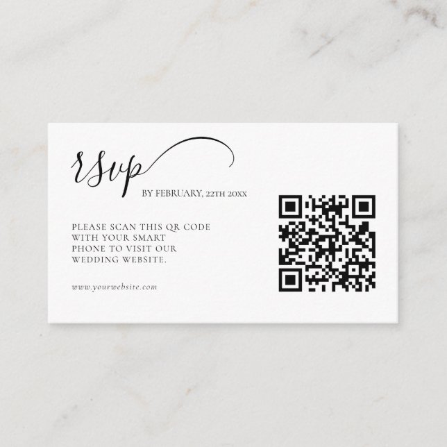 Elegante Calligrafy UAWG QR Code Wedding Begleitkarte (Vorderseite)