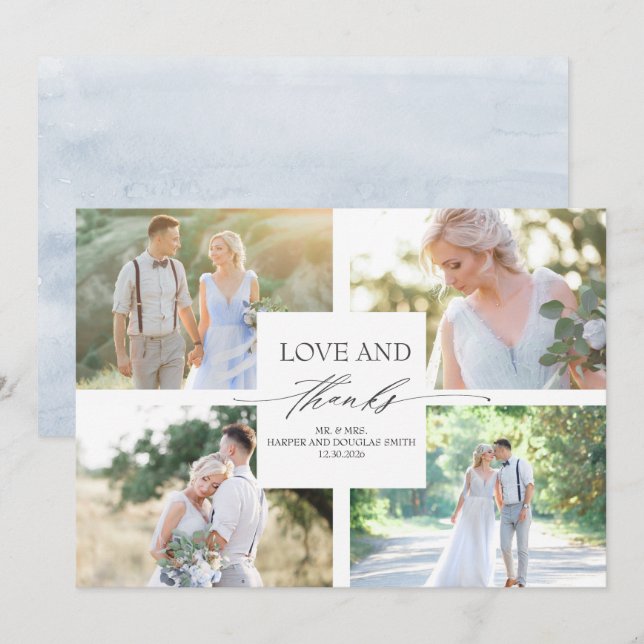 Elegante Calligrafy Wedding Danke Foto (Vorne/Hinten)