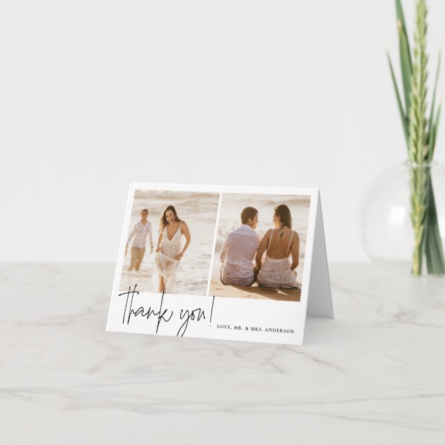 Elegante Calligrafy Wedding Dankeskarte (Vorderseite)